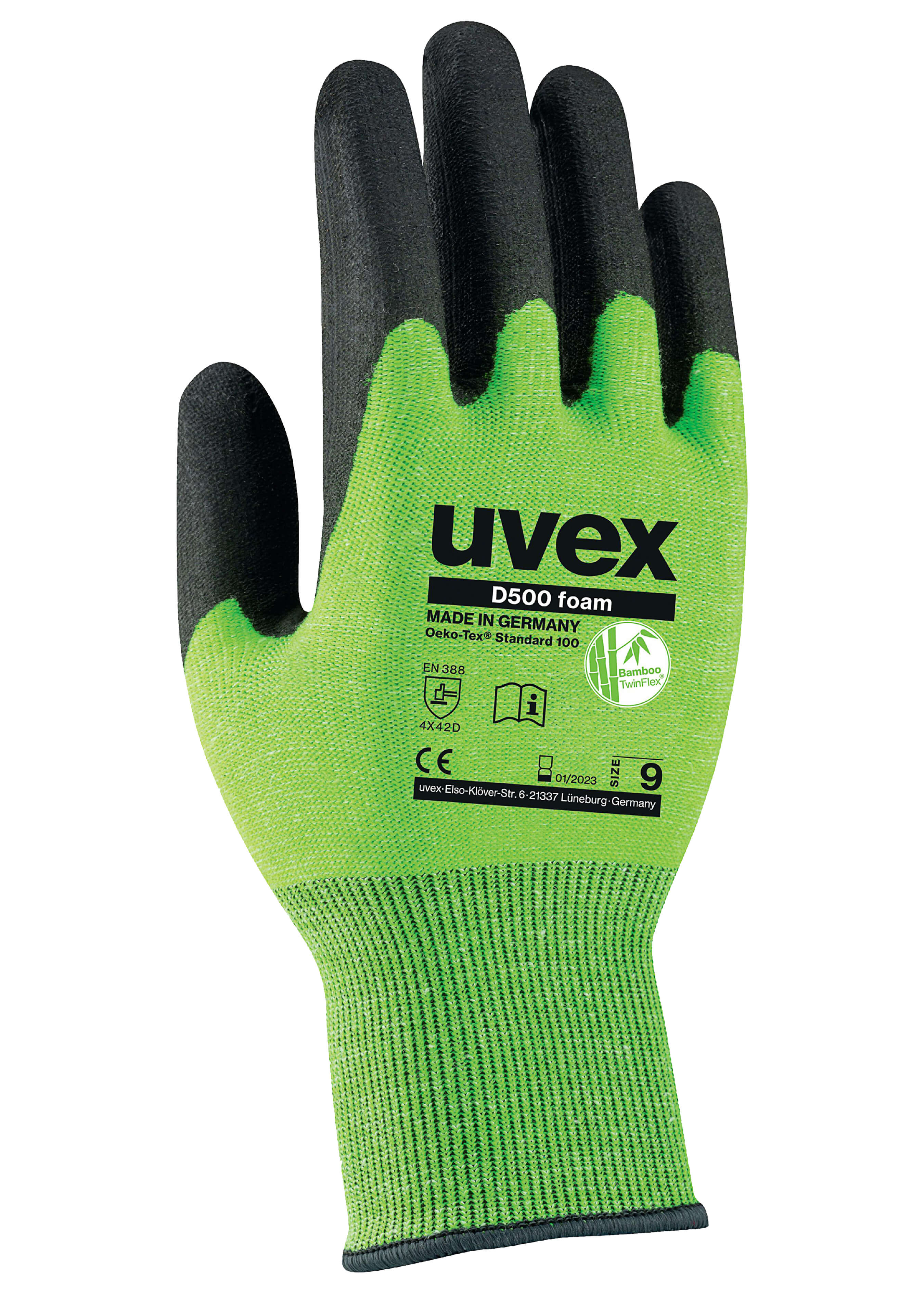 Uvex Handschuh D500 foam mit Schnittschutz 26451010 1