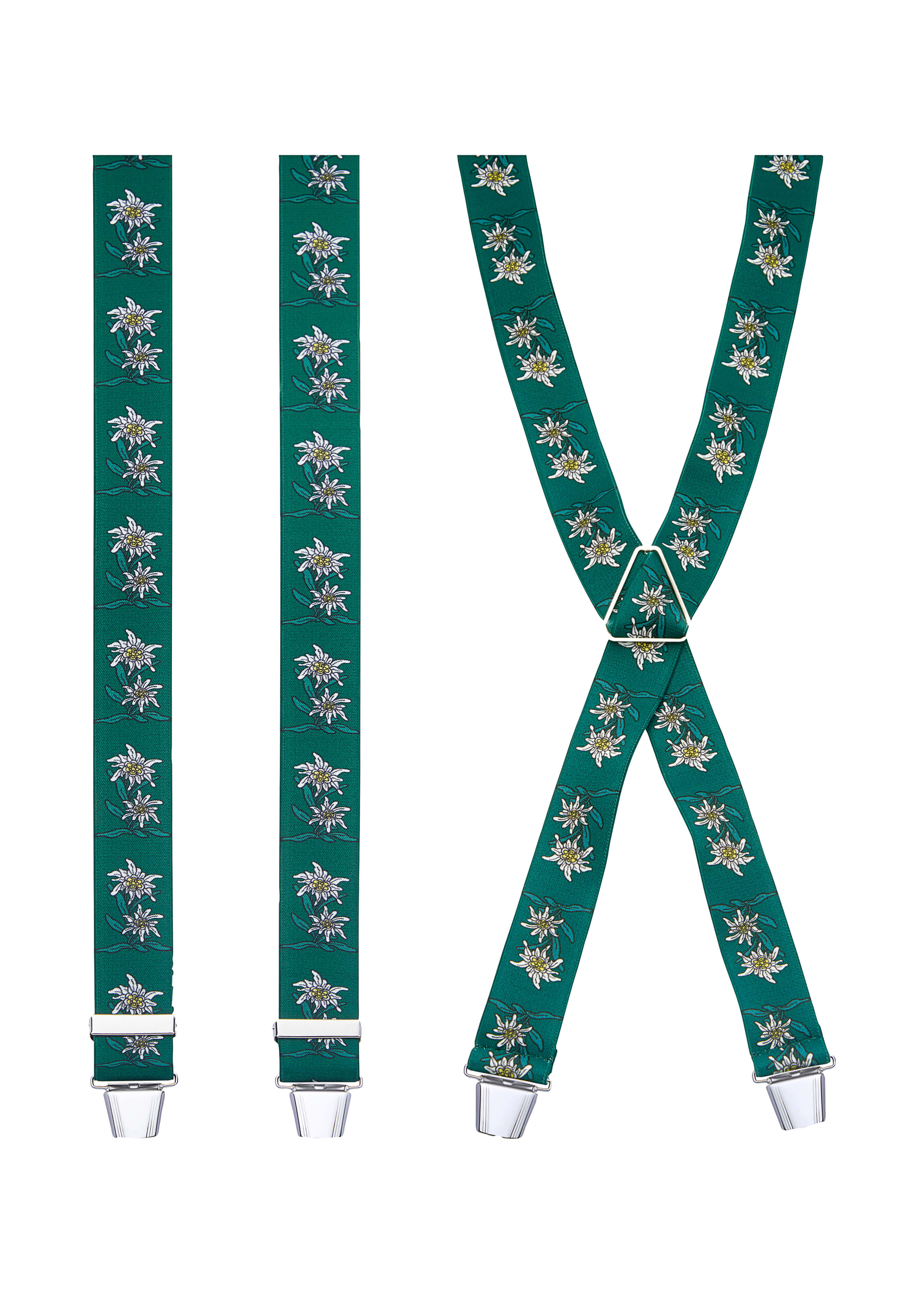 Hosenträger mit Motiv Edelweiss grün L19016 1